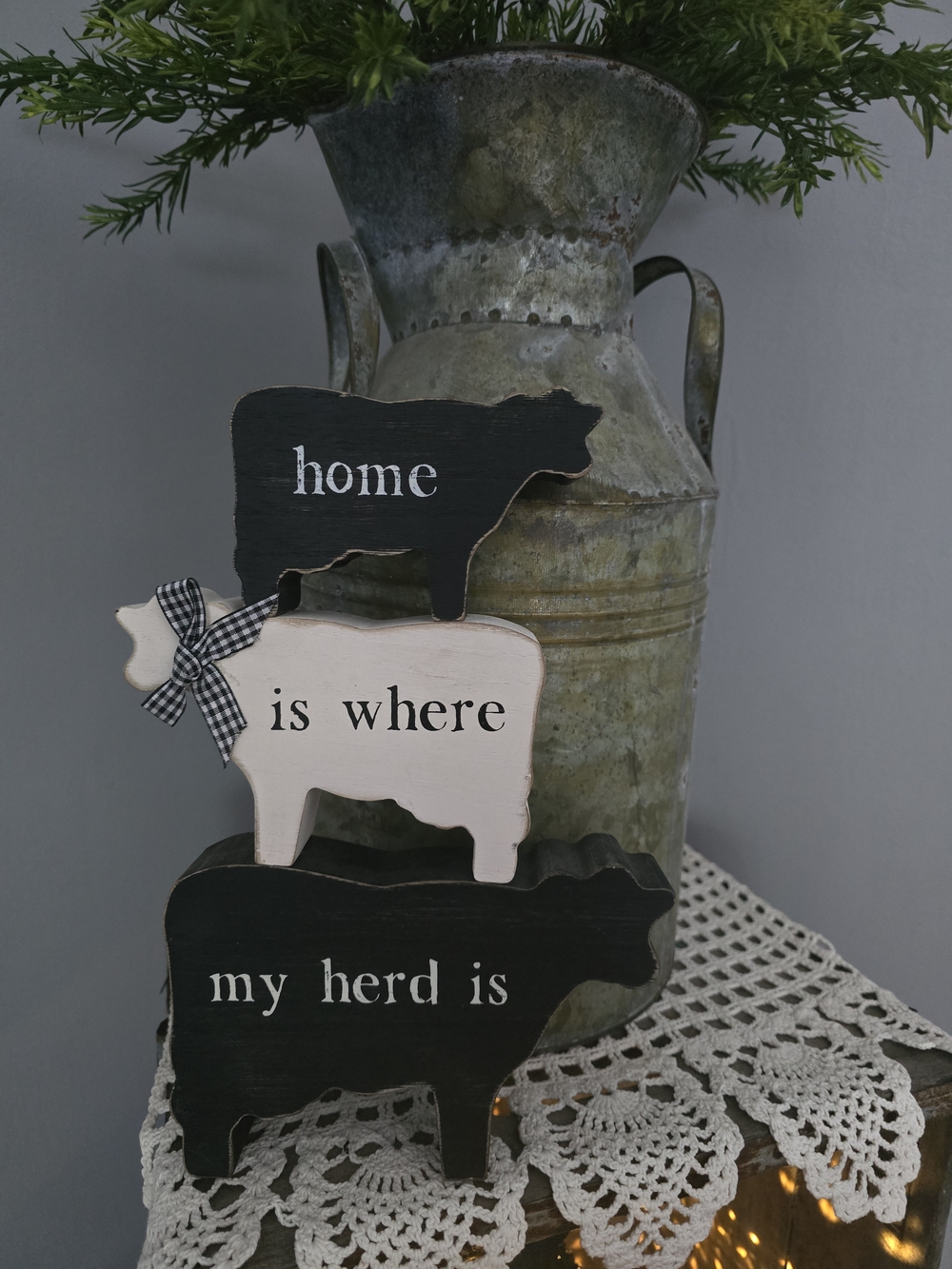 Stacked Cows Wooden Farmhouse Sign